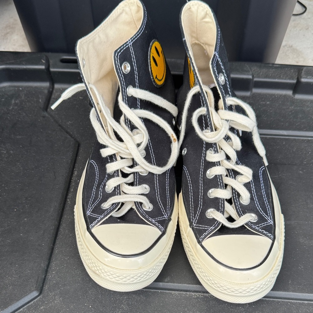 Converse Smiley High-Top Sneakers - Black and Cream
